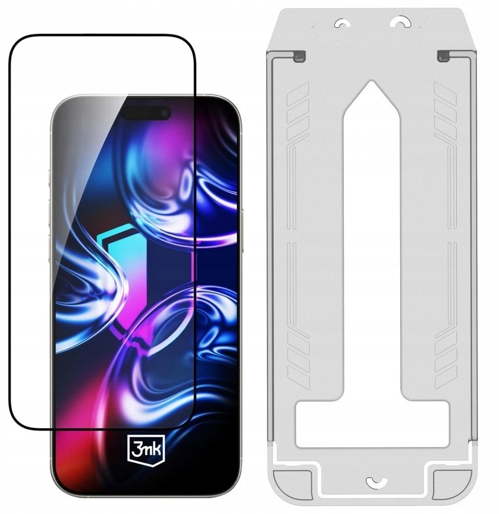 Apsauginis stiklas 3MK HardGlass Max su aplikatoriumi skirtas Apple iPhone 16 Pro/17