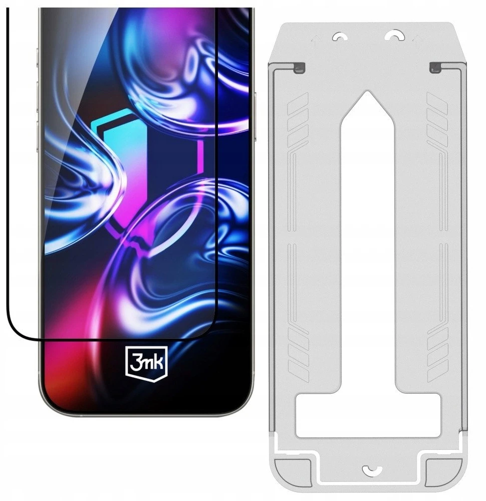Apsauginis stiklas 3MK HardGlass Max su aplikatoriumi skirtas Apple iPhone 15 Pro