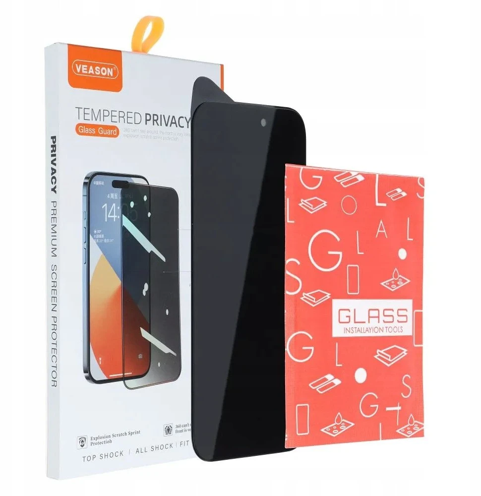 6D Pro Veason Privacy Glass - for Iphone 15 juodas