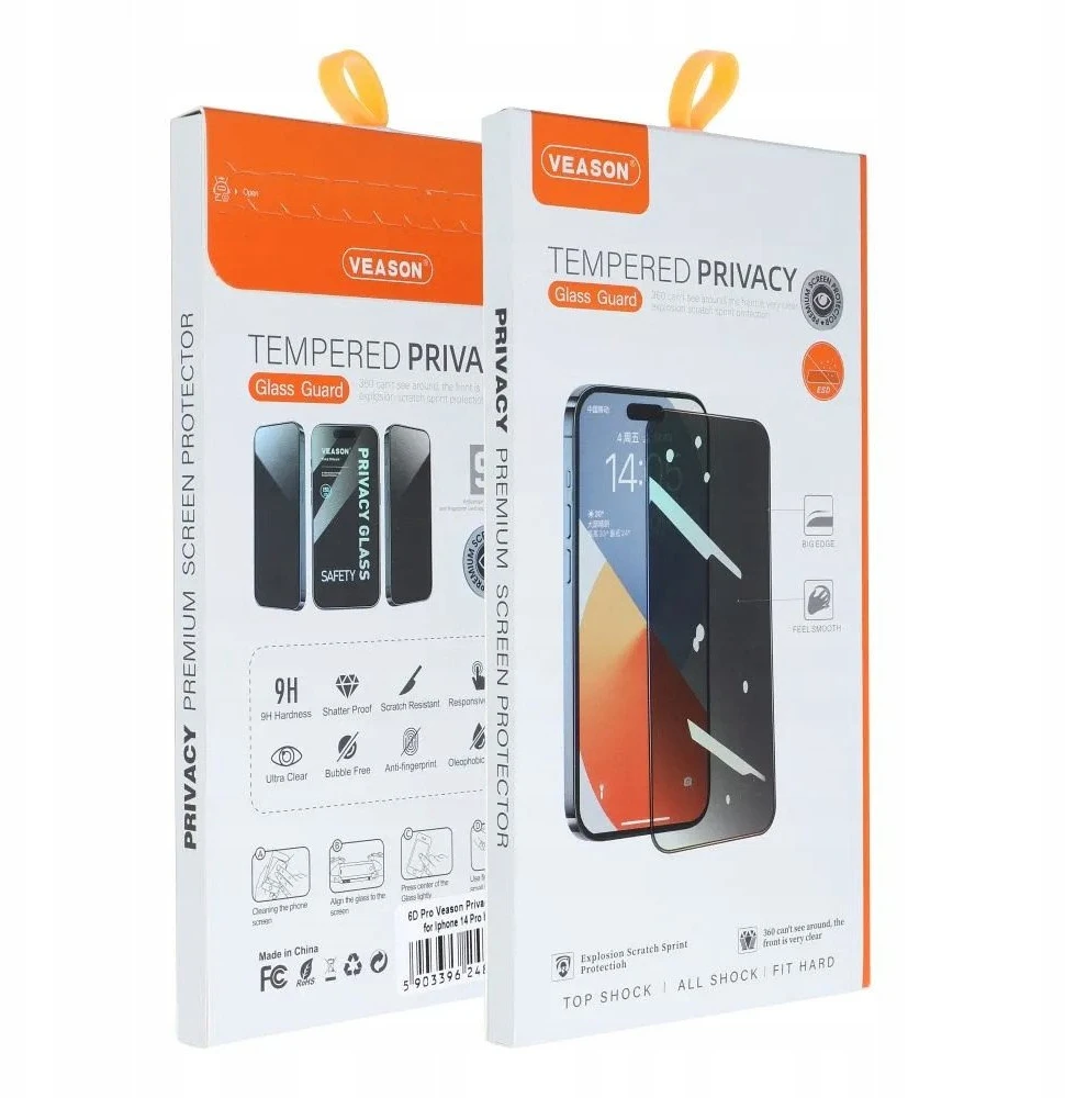6D Pro Veason Privacy Glass - for Iphone 15 juodas