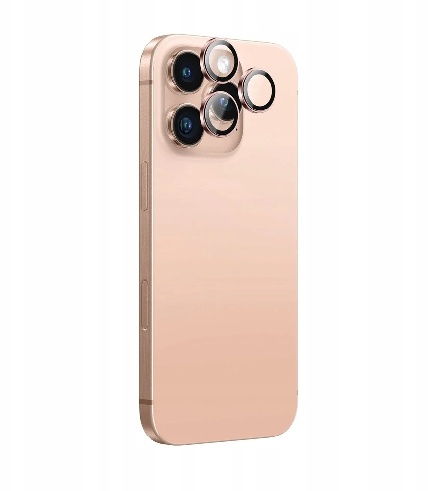 „AmazingThing AR“ aliuminio 3 lęšių stiklo ir kameros objektyvo rėmelio sijonas „Apple iPhone 16 Pro / 16 Pro Max“ – rožinio aukso spalvos