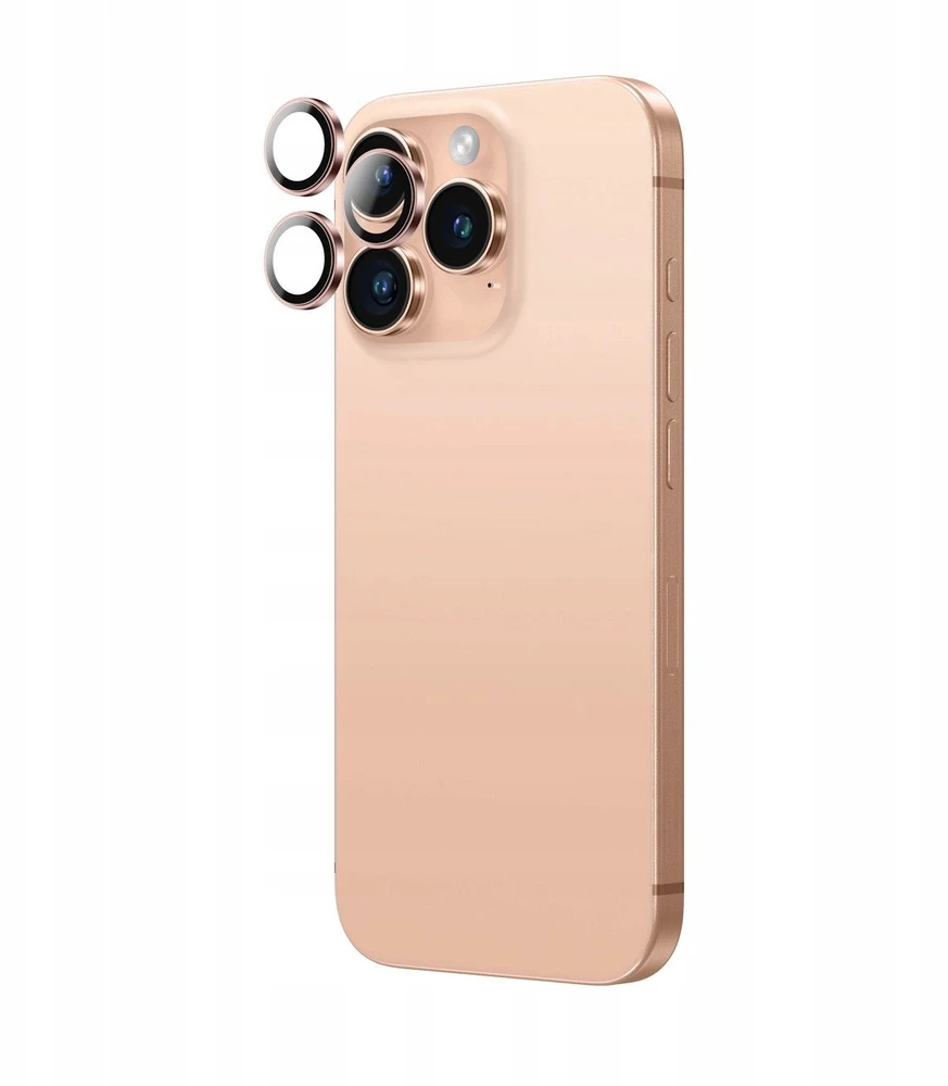 „AmazingThing AR“ aliuminio 3 lęšių stiklo ir kameros objektyvo rėmelio sijonas „Apple iPhone 16 Pro / 16 Pro Max“ – rožinio aukso spalvos
