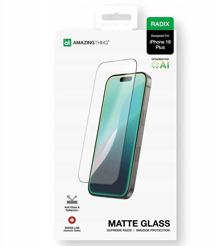 Nezatříděno AmazingThing Radix Matte Glass apsauginis stiklas skirtas Apple iPhone 16 Plus