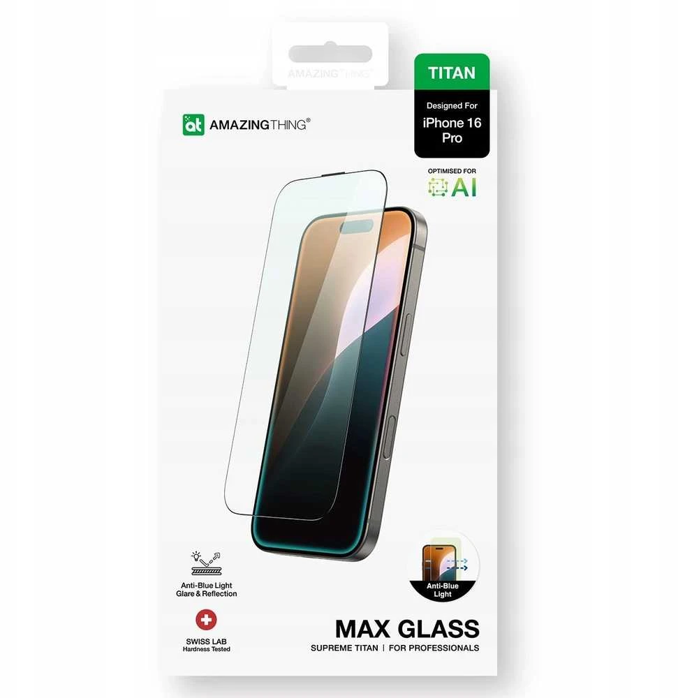 „AmazingThing Titan Max“ grūdintas stiklas, skirtas „iPhone 16 Pro“