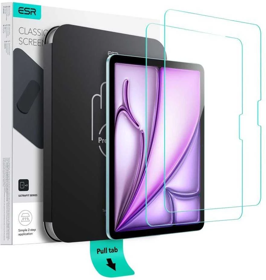 ESR UltraFit grūdinto stiklo 2 vnt. pakuotė, skirta iPad Air 11" (2024/2025/2026)