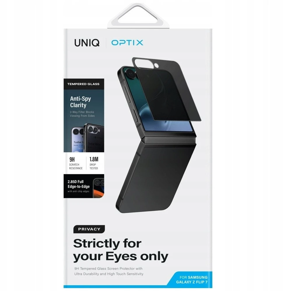 Apsauginis stiklas su privatumo filtru UNIQ Optix Privacy į Samsung Galaxy Z Flip7