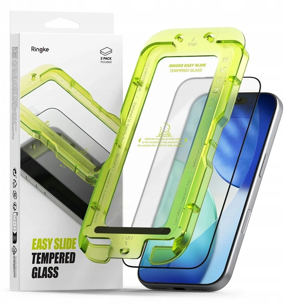Ringke Easy Slide 2-pack apsauginis stiklas skirtas Apple iPhone 17 Pro – juodos spalvos