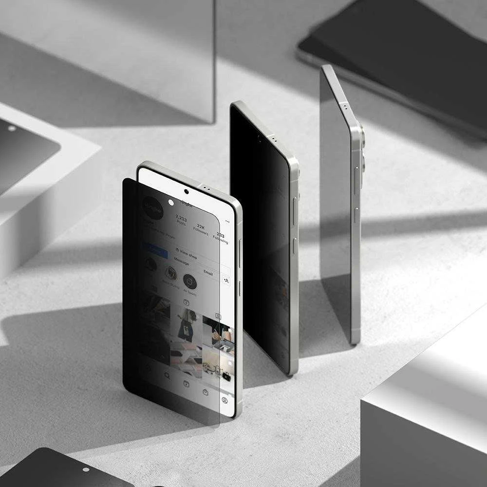 „Ringke Easy Slide“ 2 vnt. apsauginių stiklų „Samsung Galaxy S25 Edge“ dėklas, juodas