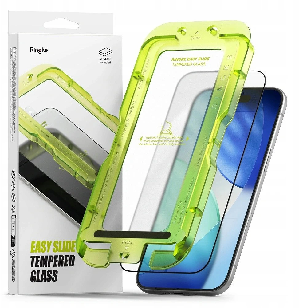 Ringke Easy Slide 2-pack apsauginis stiklas skirtas Apple iPhone 17 Air – juodos spalvos