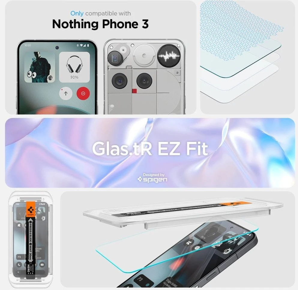 Spigen Glas.TR EZ Fit Apsauginis stiklas 2-pack skirtas Nothing Phone 3 – Transparent