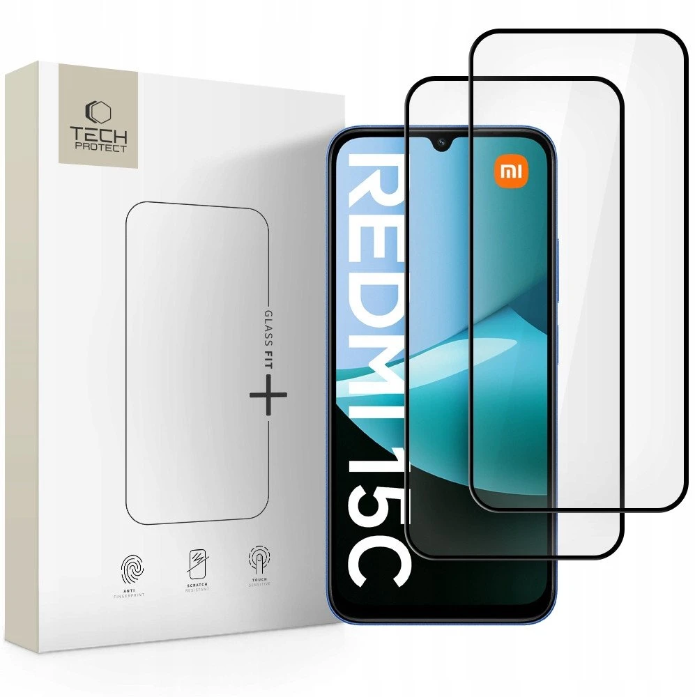 Tech-Protect Glass Fit+ 2-pack apsauginis stiklas Xiaomi Redmi 15C / Poco C85 – juodas