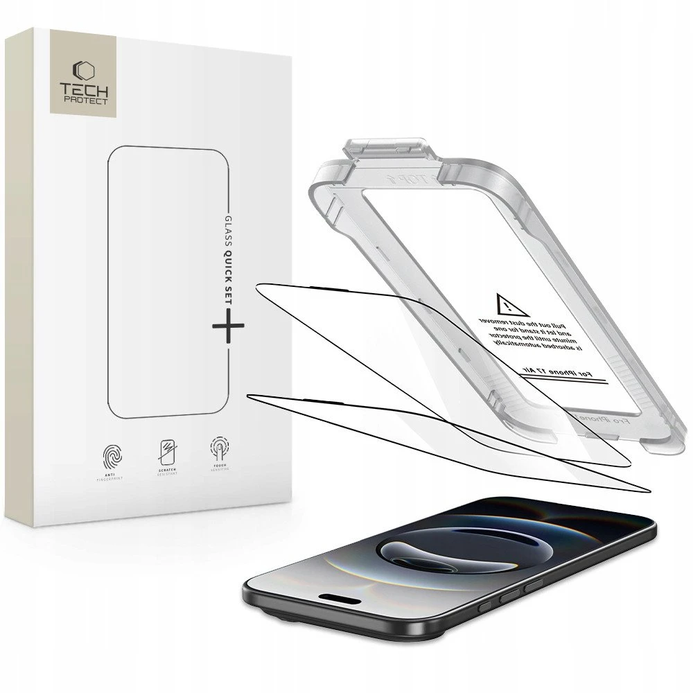„Tech-Protect Quick Set+“ 2 grūdinto stiklo pakuotė, skirta „iPhone 17 Air“ - juodas