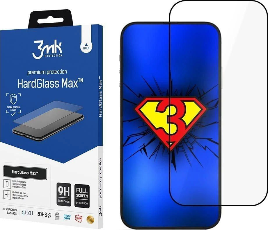LCD apsauginis stikliukas 3mk Hard Glass Max Apple iPhone 14 Plus juodas
