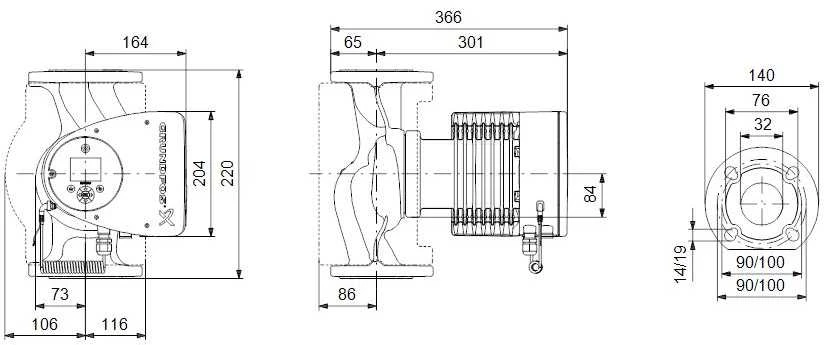 Grundfos MAGNA3 siurblys 32-120 F 220mm DN32 15-336W 230V 50Hz PN6/10