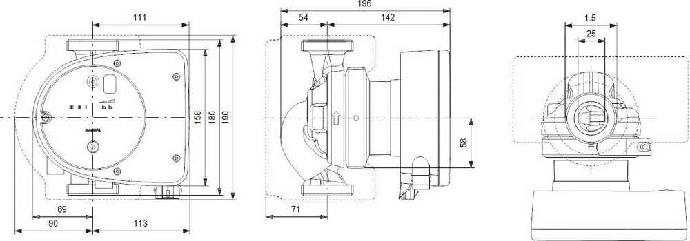 Grundfos sūknis MAGNA 1 25-80, 180 1x230V, PN6/10