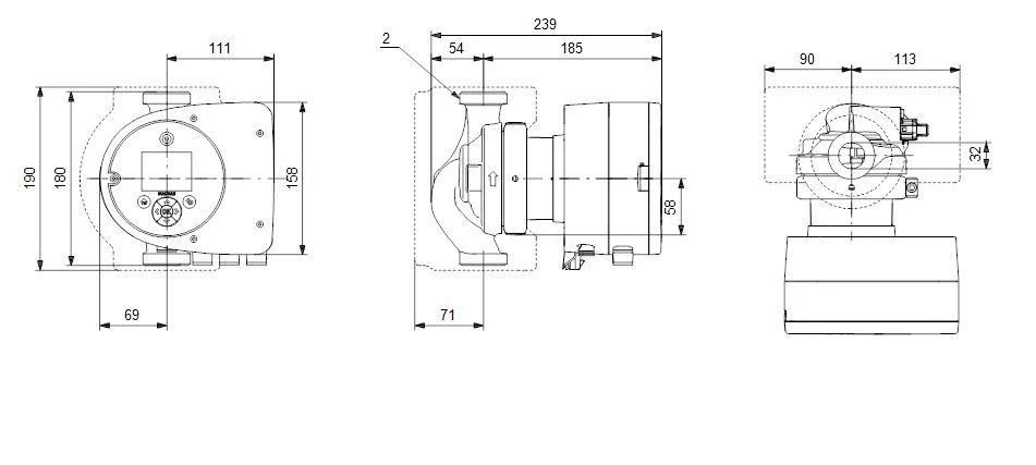 Grundfos Sūknis MAGNA3 32-100 180mm DN32 9-180W 230V 50Hz PN10