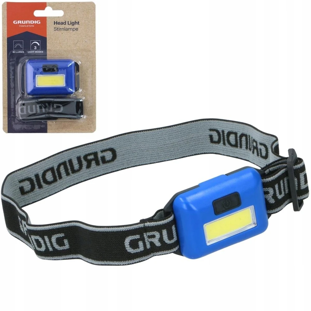 Grundig Turistinė LED COB priekinė lemputė mėlyna