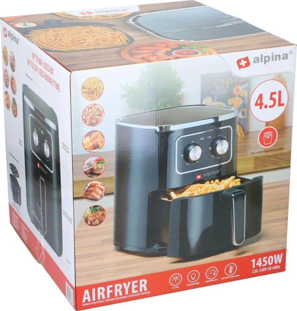 Gruzdintuvė Alpina oro keptuvė 1450W 4,5L