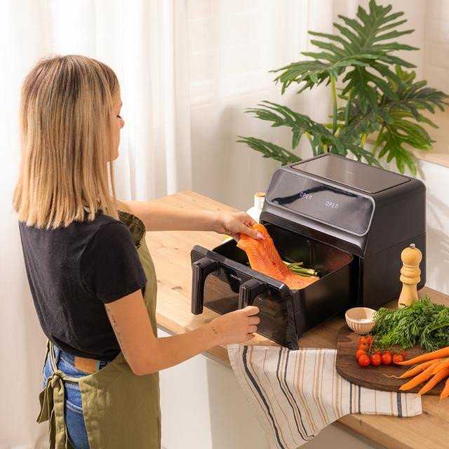 Cecotec dviguba karšto oro gruzdintuvė | Cecofry Advance 9000 su langu | Galia 2200 W | Talpa 9 l | Juodas