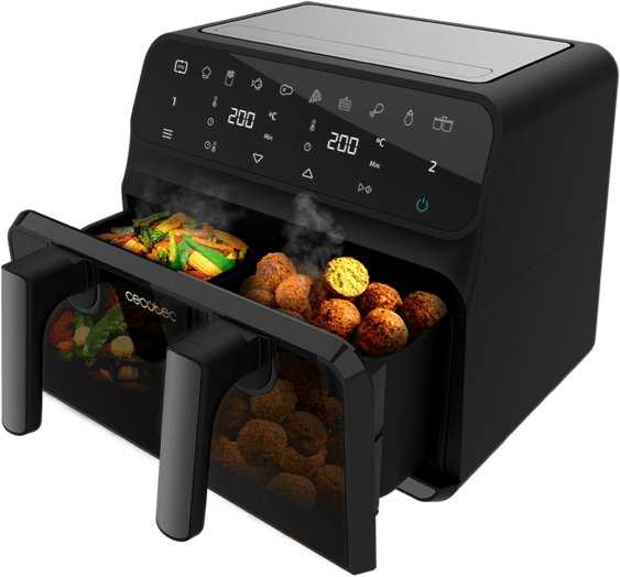 Cecotec dviguba karšto oro gruzdintuvė | Cecofry Advance 9000 su langu | Galia 2200 W | Talpa 9 l | Juodas