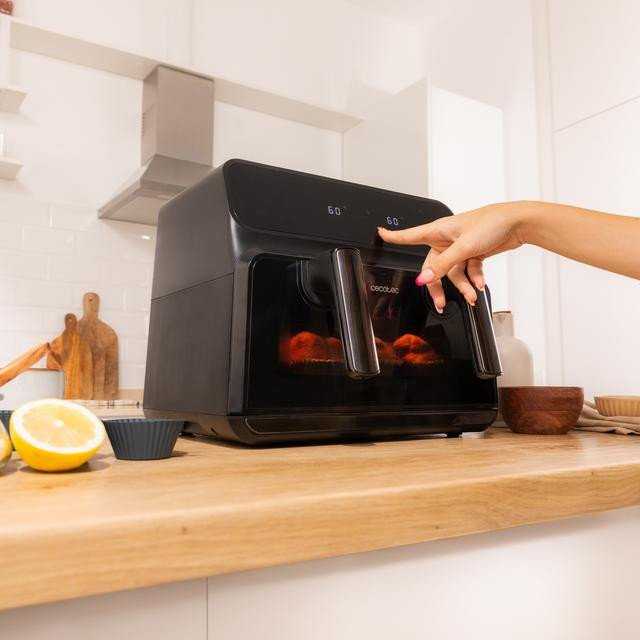 Cecotec dviguba karšto oro gruzdintuvė | Cecofry Advance 9000 su langu | Galia 2200 W | Talpa 9 l | Juodas