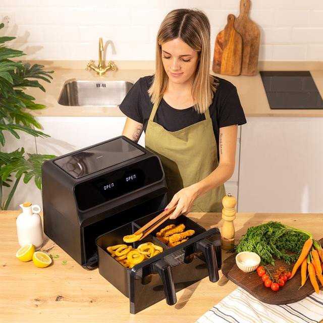 Cecotec dviguba karšto oro gruzdintuvė | Cecofry Advance 9000 su langu | Galia 2200 W | Talpa 9 l | Juodas