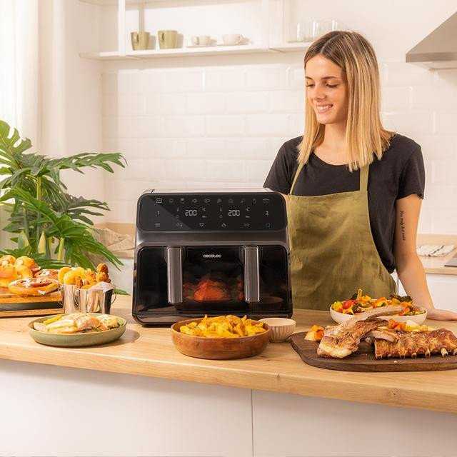 Cecotec dviguba karšto oro gruzdintuvė | Cecofry Advance 9000 su langu | Galia 2200 W | Talpa 9 l | Juodas