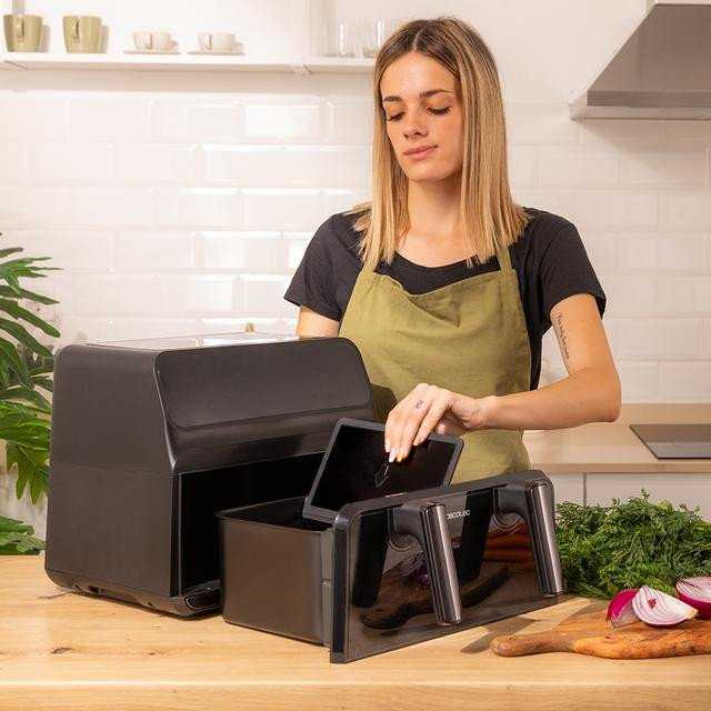 Cecotec dviguba karšto oro gruzdintuvė | Cecofry Advance 9000 su langu | Galia 2200 W | Talpa 9 l | Juodas