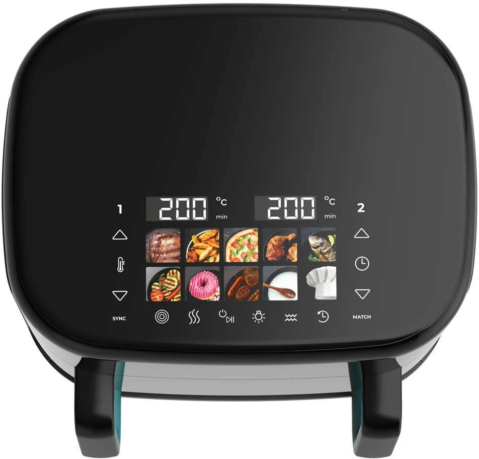 Cecotec karšto oro dvi kameros gruzdintuvė (fritezė) | Cecofry&Grilis Smokin'Prime 11000 | Galingumas 2800 W | Talpa 11 L | Juoda