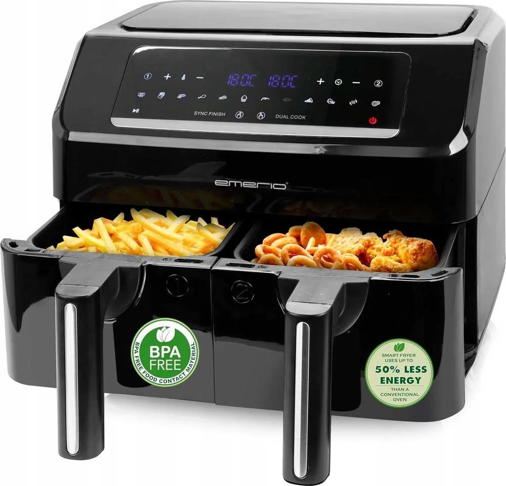 Gruzdintuvė Be riebalų Emerio Emerio Heat Air Fryer, Smart Fryer, 3,6+3,6L, Cool Touch