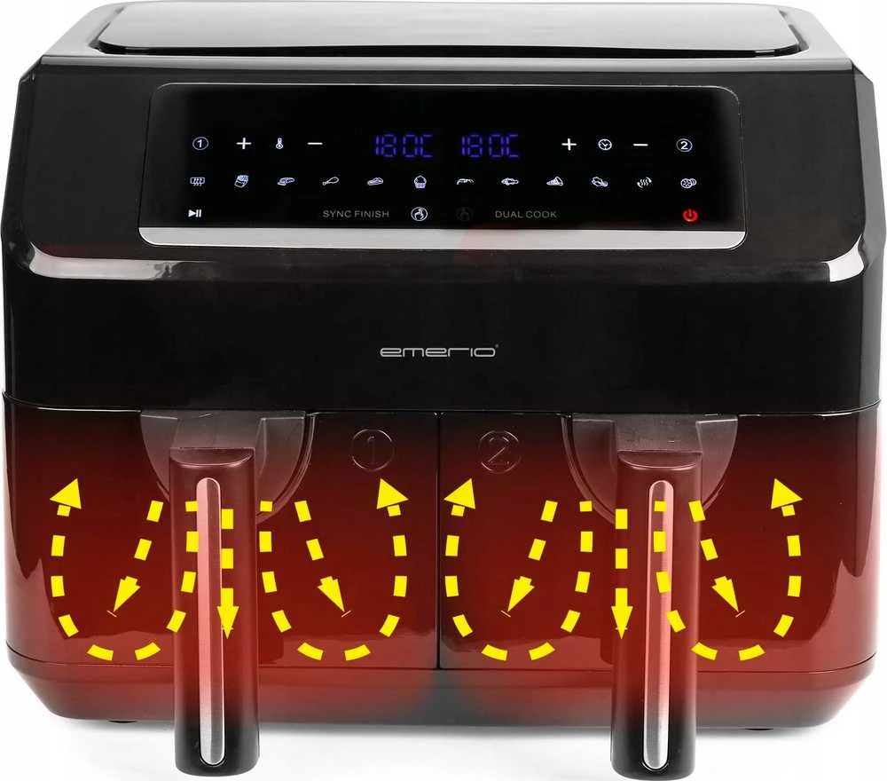 Gruzdintuvė Be riebalų Emerio Emerio Heat Air Fryer, Smart Fryer, 3,6+3,6L, Cool Touch