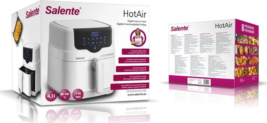 Gruzdintuvė beztłuszczowa Evolveo Salente HotAir, karšto oro gruzdintuvė 2in1, 4,3 l, balta