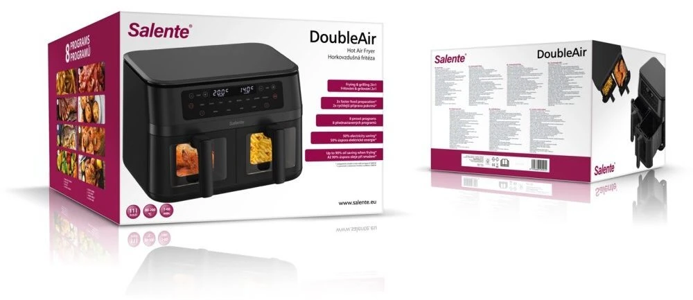 Be riebalų „Evolveo Salente DoubleAir“ dviguba oro gruzdintuvė, 11 l, jodas