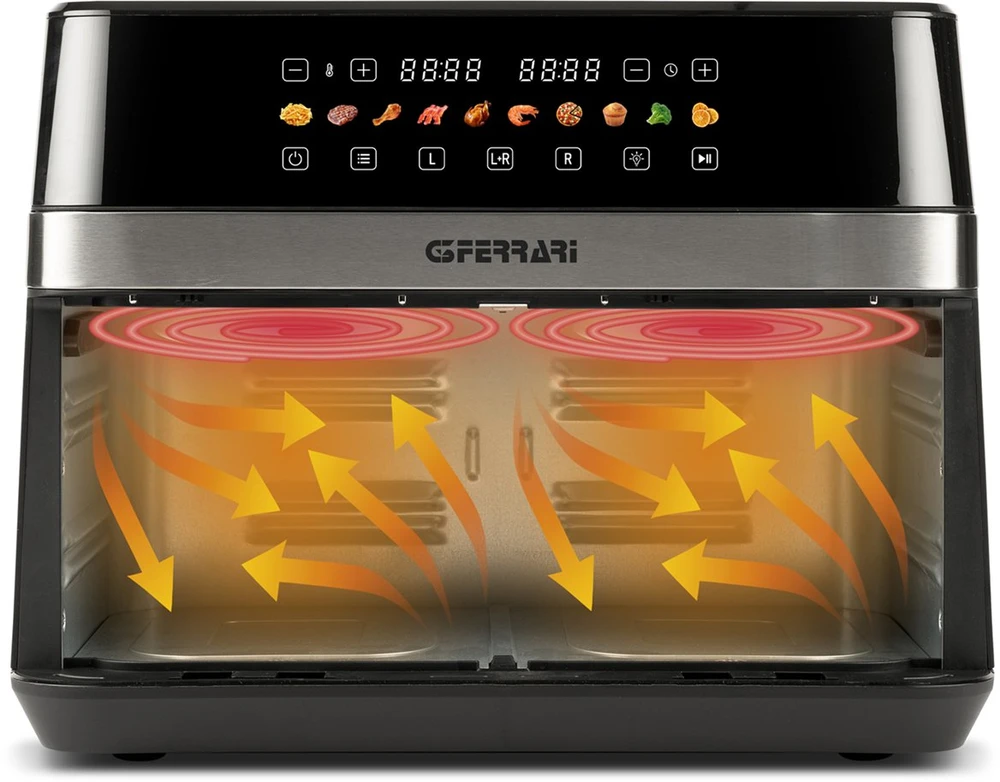 Gruzdintuvė G3Ferrari G3 Ferrari G10223 fryer Double 12 L Stand-alone 2200 W Hot air fryer Juodas, Nerūdijantis plienas