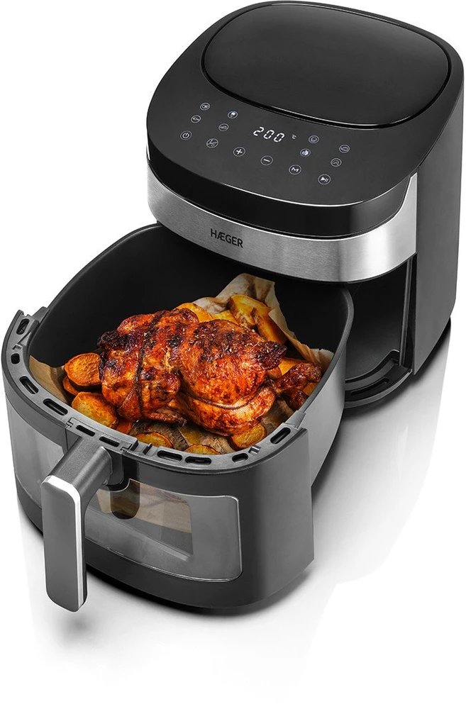 Be riebalų Gruzdintuvė Haeger AF-D80.008A Air Banquet Karšto oro kepimui 8L 1800W