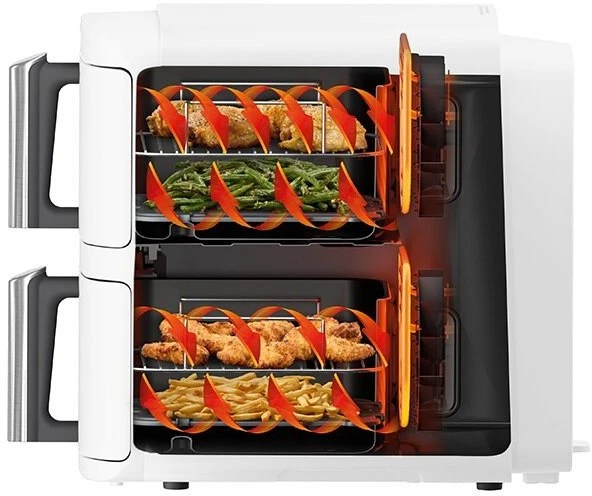 Karšto oro gruzdintuvė Ninja Double Stack XL, 2 lygių, 9,5 l, SL400EU, balta