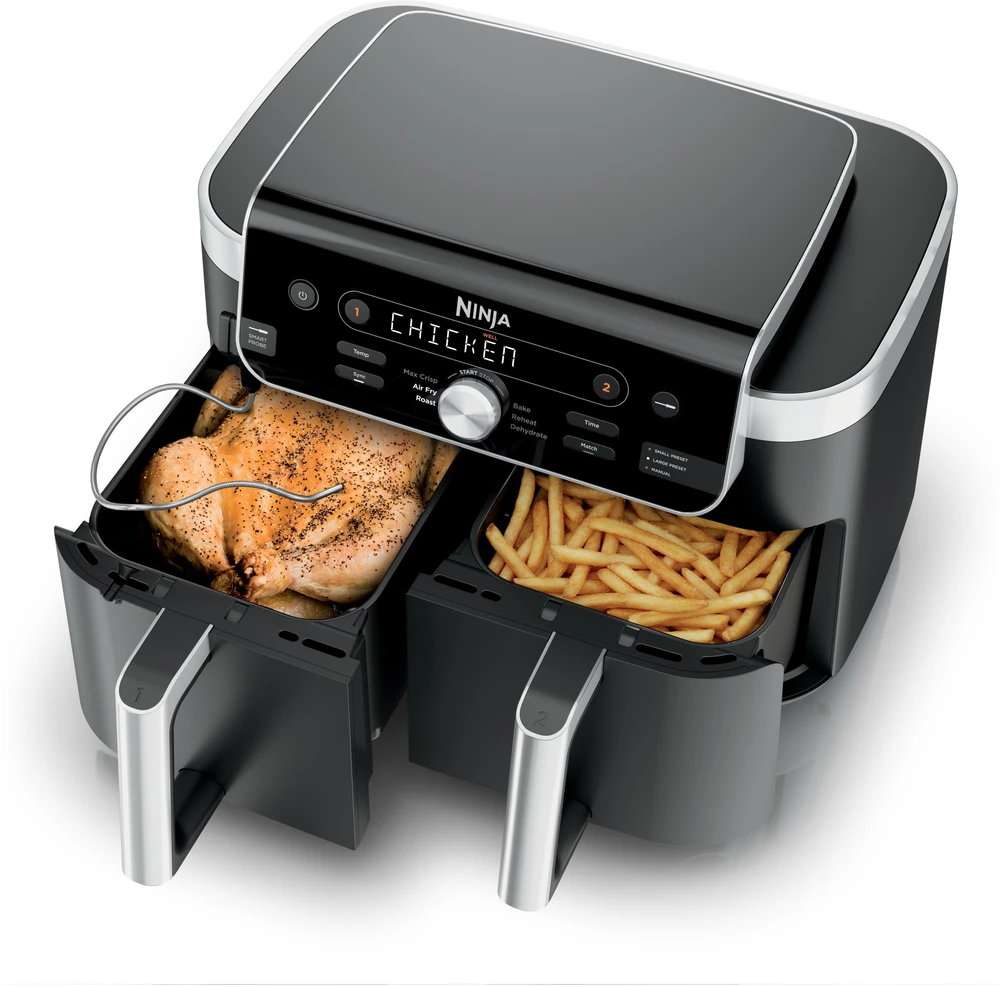 Karšto oro gruzdintuvė Ninja Dual Zone XL DZ950EU, pilka sp., 2470 W, 9.5 l + išmanus termometras