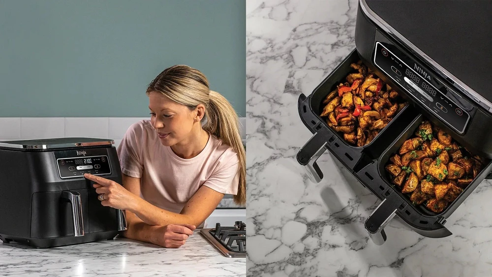 Dviejų zonų karšto oro gruzdintuvė Ninja AF200EU, 7,6 l, 2400 W, juoda