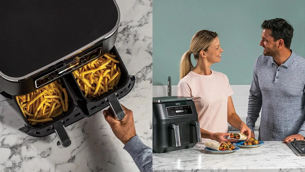 Dviejų zonų karšto oro gruzdintuvė Ninja AF200EU, 7,6 l, 2400 W, juoda