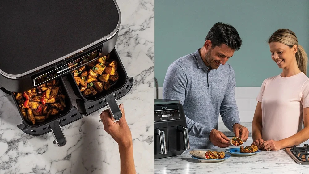 Dviejų zonų karšto oro gruzdintuvė Ninja AF200EU, 7,6 l, 2400 W, juoda