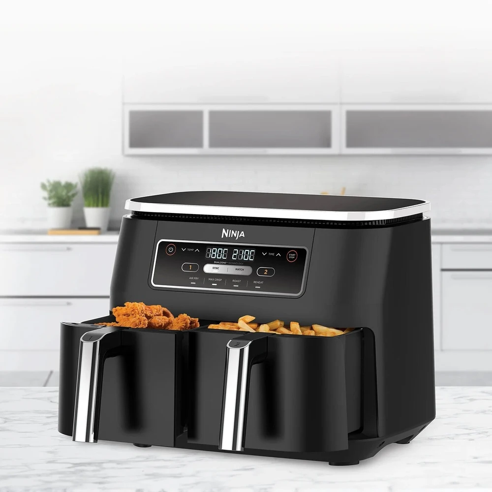 Dviejų zonų karšto oro gruzdintuvė Ninja AF200EU, 7,6 l, 2400 W, juoda