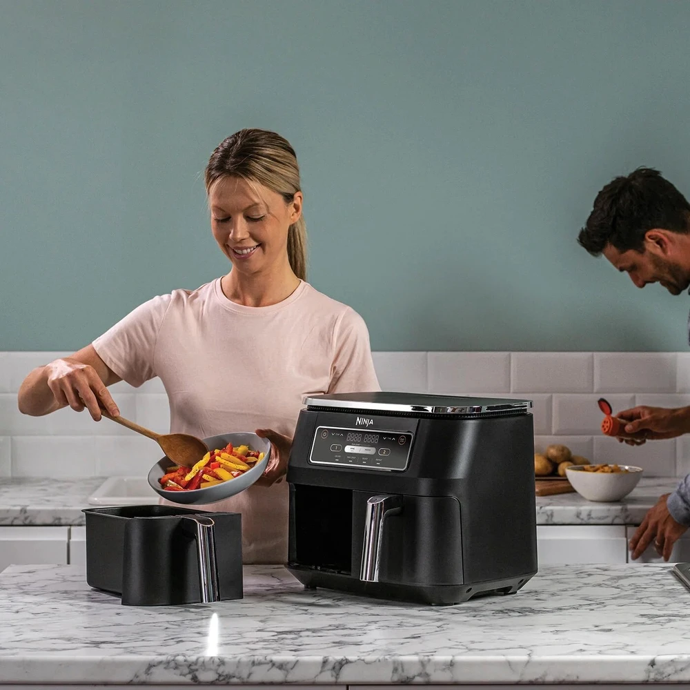 Dviejų zonų karšto oro gruzdintuvė Ninja AF200EU, 7,6 l, 2400 W, juoda