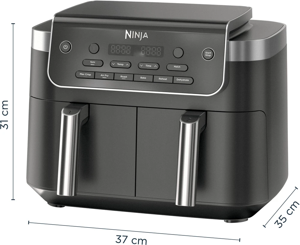 Karšto oro gruzdintuvė Ninja Foodi Dual Zone DZ801EU, juoda sp., 2470 W, 7.6 l