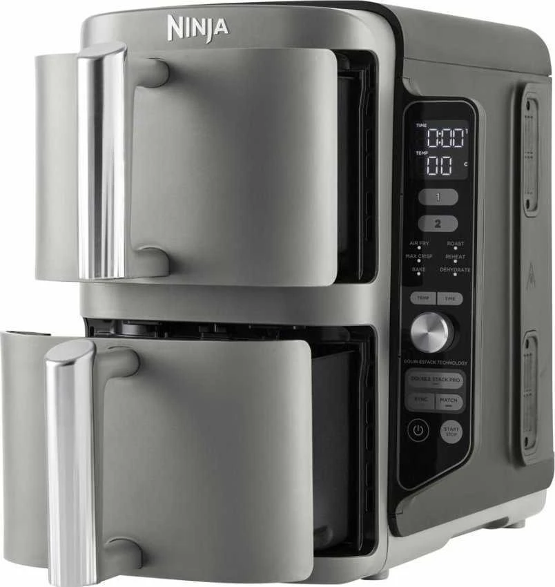 Karšto oro gruzdintuvė Ninja Double Stack XL, 2 lygių, 9,5 l, SL400EU, Tamsiai pilka