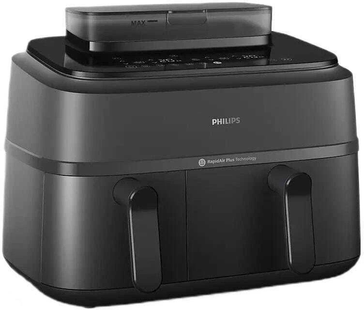 PHILIPS Gruzdintuvė be aliejaus 9 l su dvigubu krepšiu, garų funkcija NA550/00