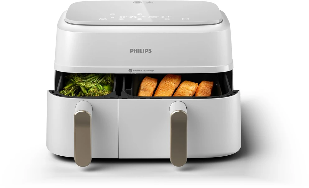 Dviejų krepšelių gruzdintuvė Philips 3000 serija NA353/10, 9 l, Balta