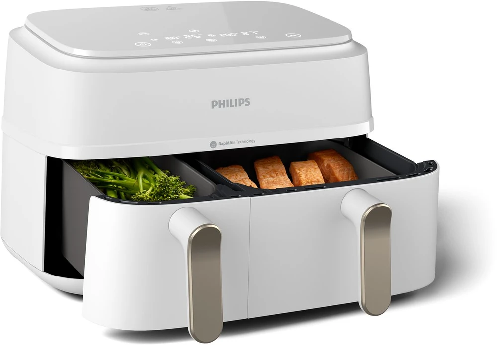Dviejų krepšelių gruzdintuvė Philips 3000 serija NA353/10, 9 l, Balta