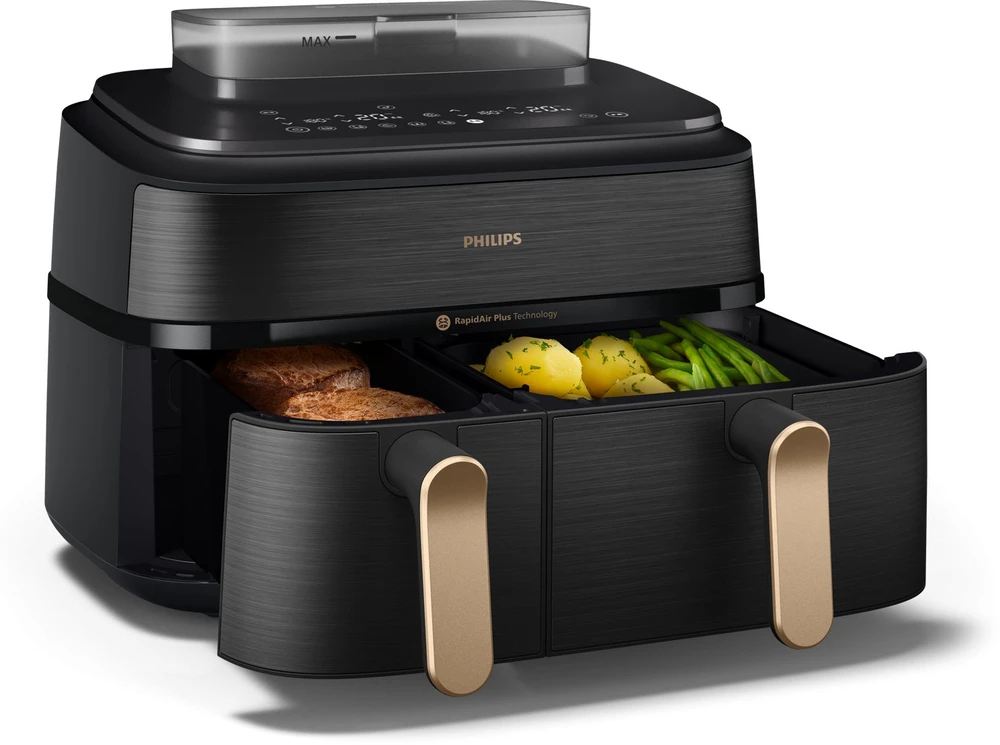 Dviejų krepšelių gruzdintuvė su garų funkcija Philips 5000 series NA552/00, 9 l