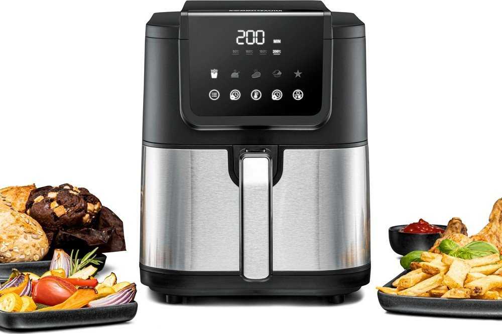 Gruzdintuvė beztłuszczowa Rommelsbacher FRH 1500 XL (juodas / nerūdijantis plienas, 1500 vatų)