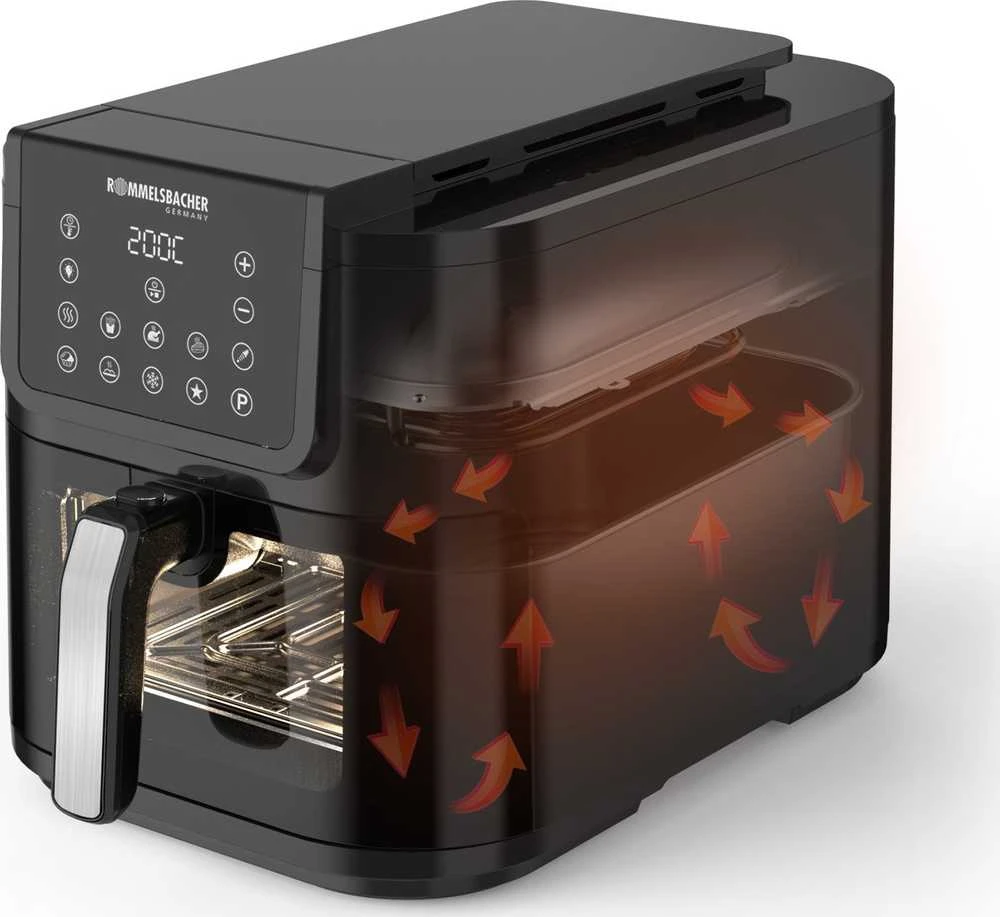 Rommelsbacher FRH 1700, Karšto oro gruzdintuvė, 8 l, 1kg, 60 °C, 200 °C, 60 min.